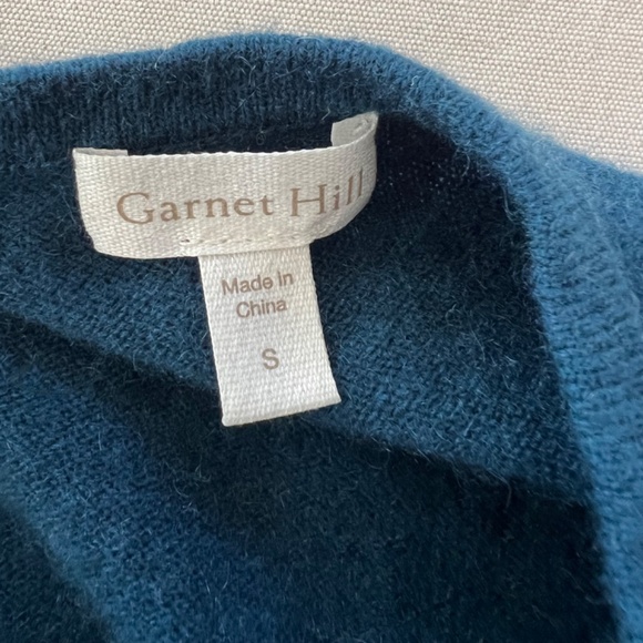 GARNET HILL Essential Retro Cashmere Button Up Cardigan in Teal - S - Picture 5 of 10